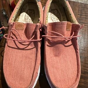Hey Dude Coral Canvas Loafers
